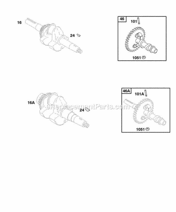 Camshaft Crankshaft Diagram and Parts List for 117432-0552-A1  Briggs and Stratton Engine